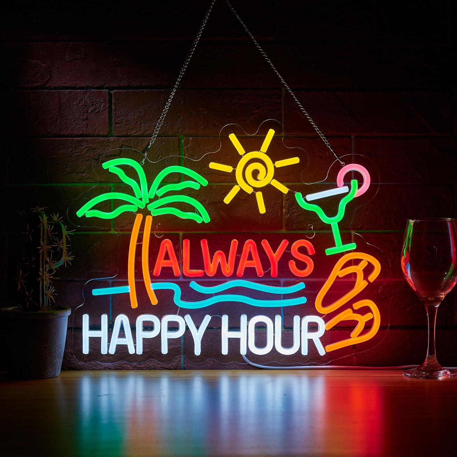 Wall Decor Lighting - 올웨이즈 해피 아워 맥주 바 네온사인