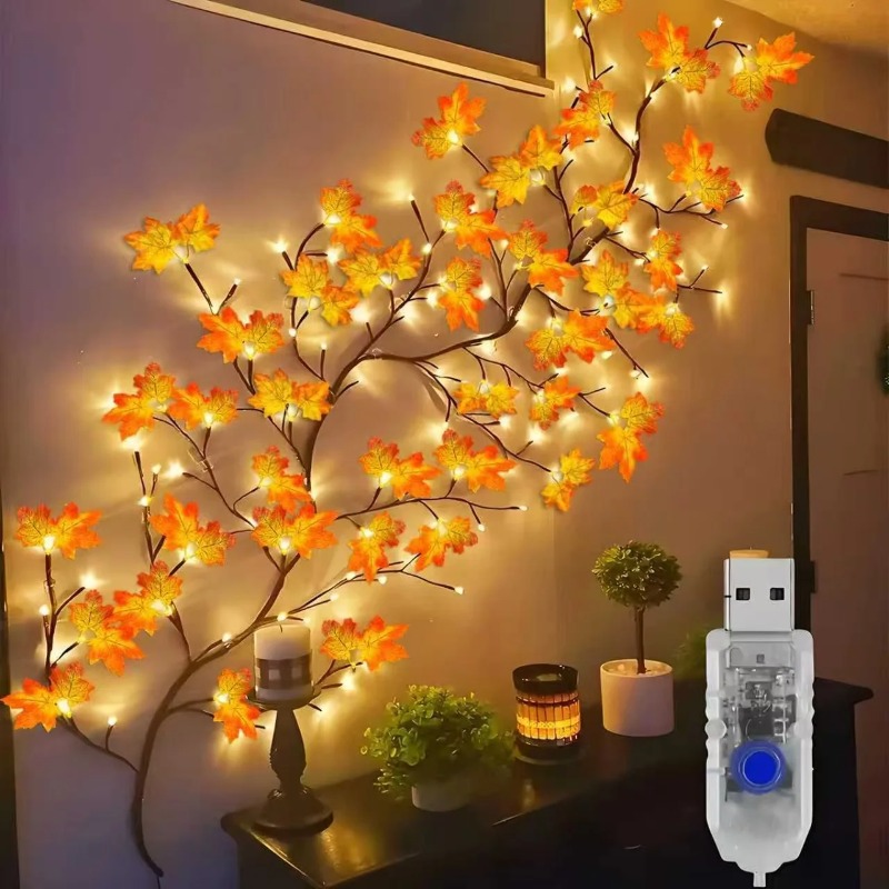 Wall Decor Lighting - DIY 단풍잎 장미 펜던트 USB 전원