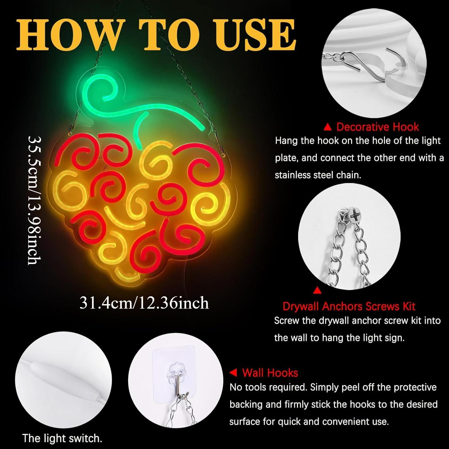 사이버 과일 네온사인 USB 디밍 가능 LED 조명 ( - Wall Decor Lighting 리뷰 및 가격