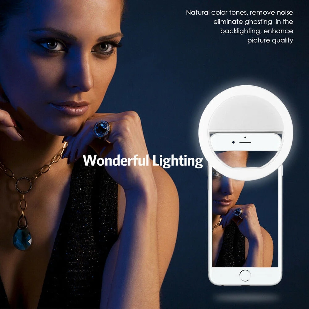 USB 충전식 LED 셀카 링 라이트, 전화 클립 사진 - Lighting Gallery 리뷰 및 가격