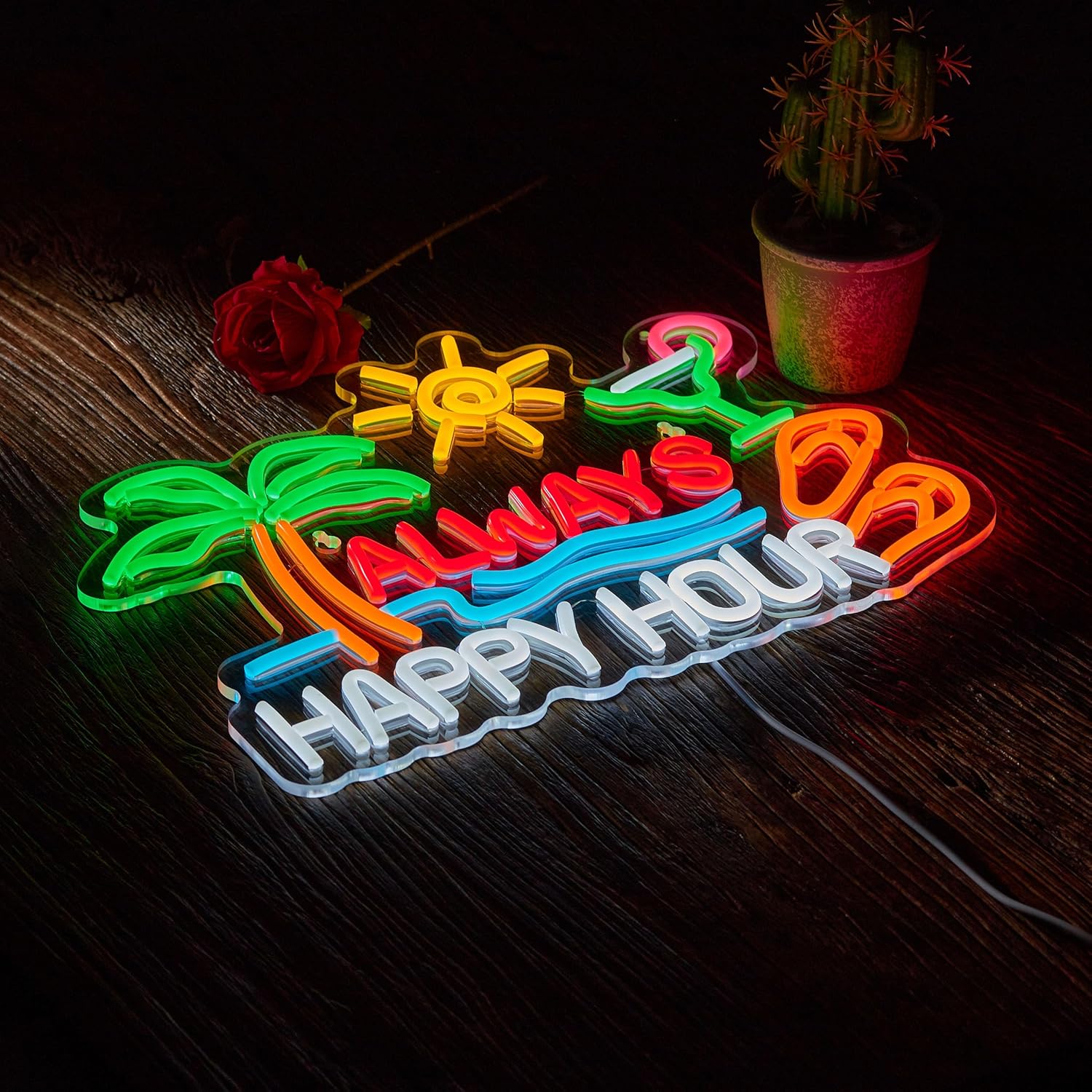 올웨이즈 해피 아워 맥주 바 네온사인 벽 장식용 디머블 - Wall Decor Lighting 리뷰 및 가격