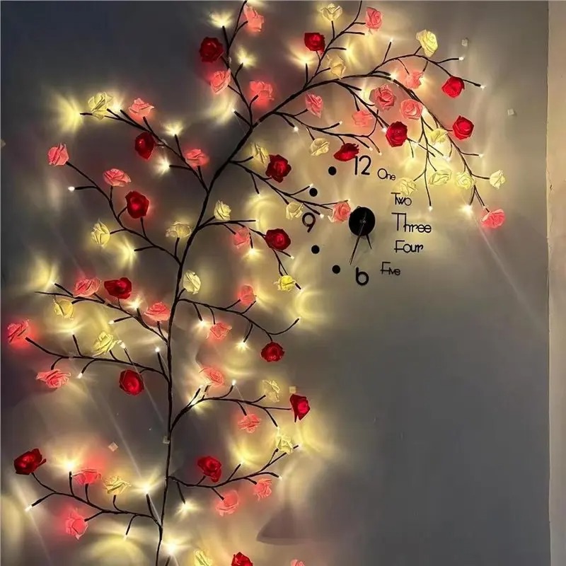 DIY 단풍잎 장미 펜던트 USB 전원 공급 홈 벽 꽃 - Wall Decor Lighting 리뷰 및 가격