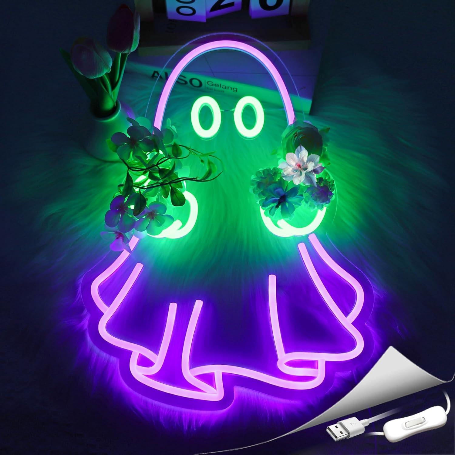 유령 네온사인 USB 전원 LED 디밍 가능 네온 조명 - Wall Decor Lighting 리뷰 및 가격