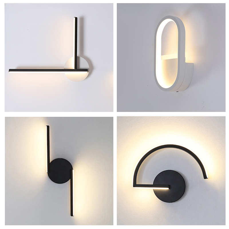 현대적인 북유럽 LED 벽등, 미니멀리스트 블랙 기하학 - Lighting Decoration 리뷰 및 가격
