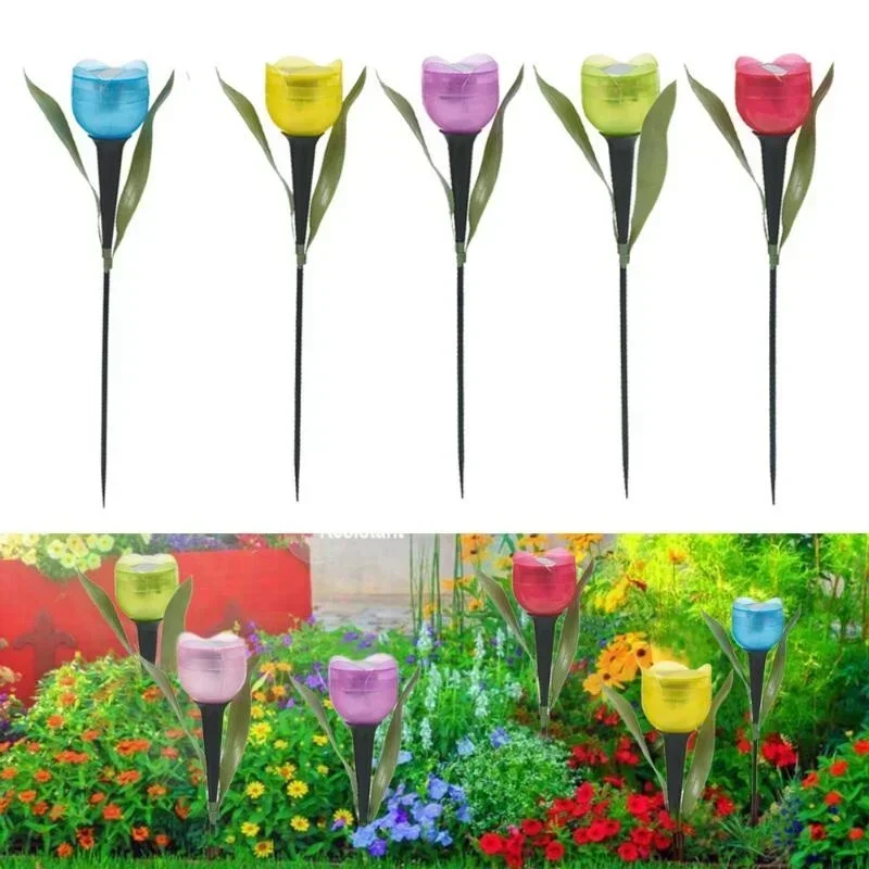 정원 튤립 꽃 모양 LED 태양열 발전 방수 튜브 잔디 - Lighting Decoration Stand 리뷰 및 가격