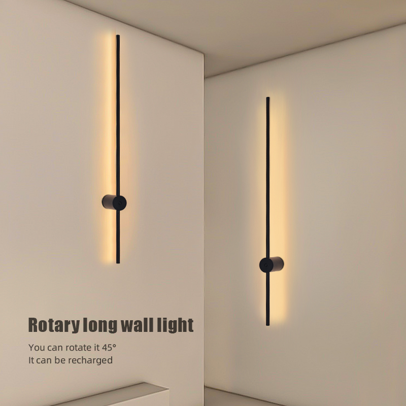 현대적인 충전식 LED 벽등 블랙 알루미늄 바디 선형  - Wall Decor Lighting 리뷰 및 가격
