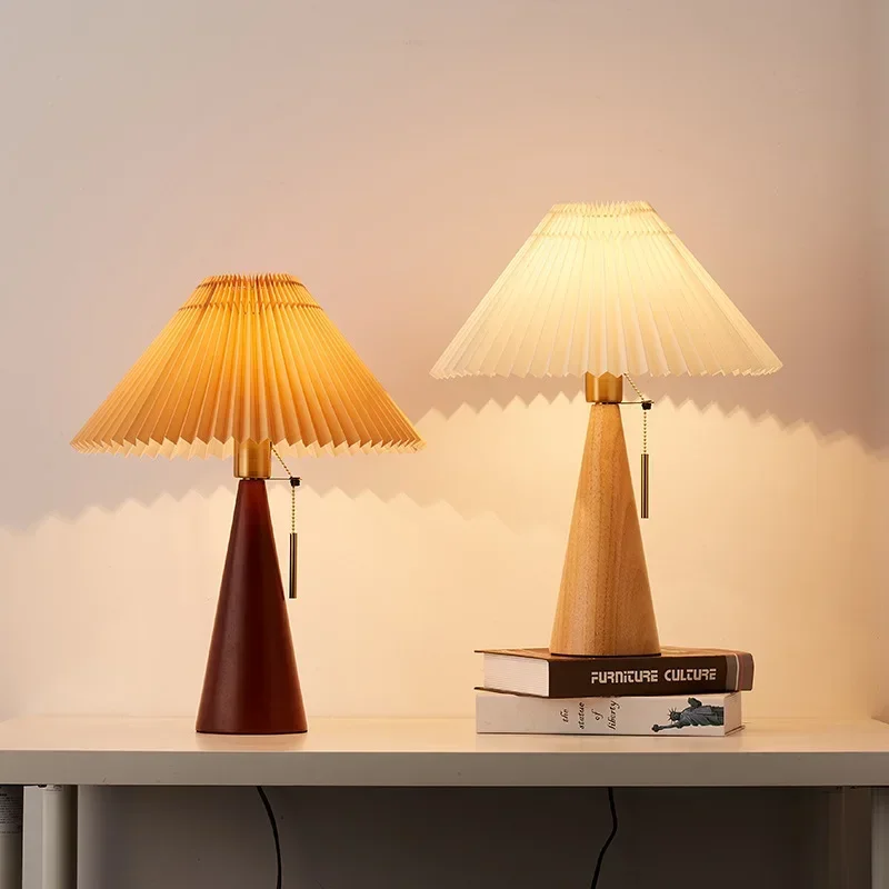 레트로 주름 테이블 램프 북유럽 스타일 원목 조명 침실 - Lighting Decor For Bedroom 리뷰 및 가격