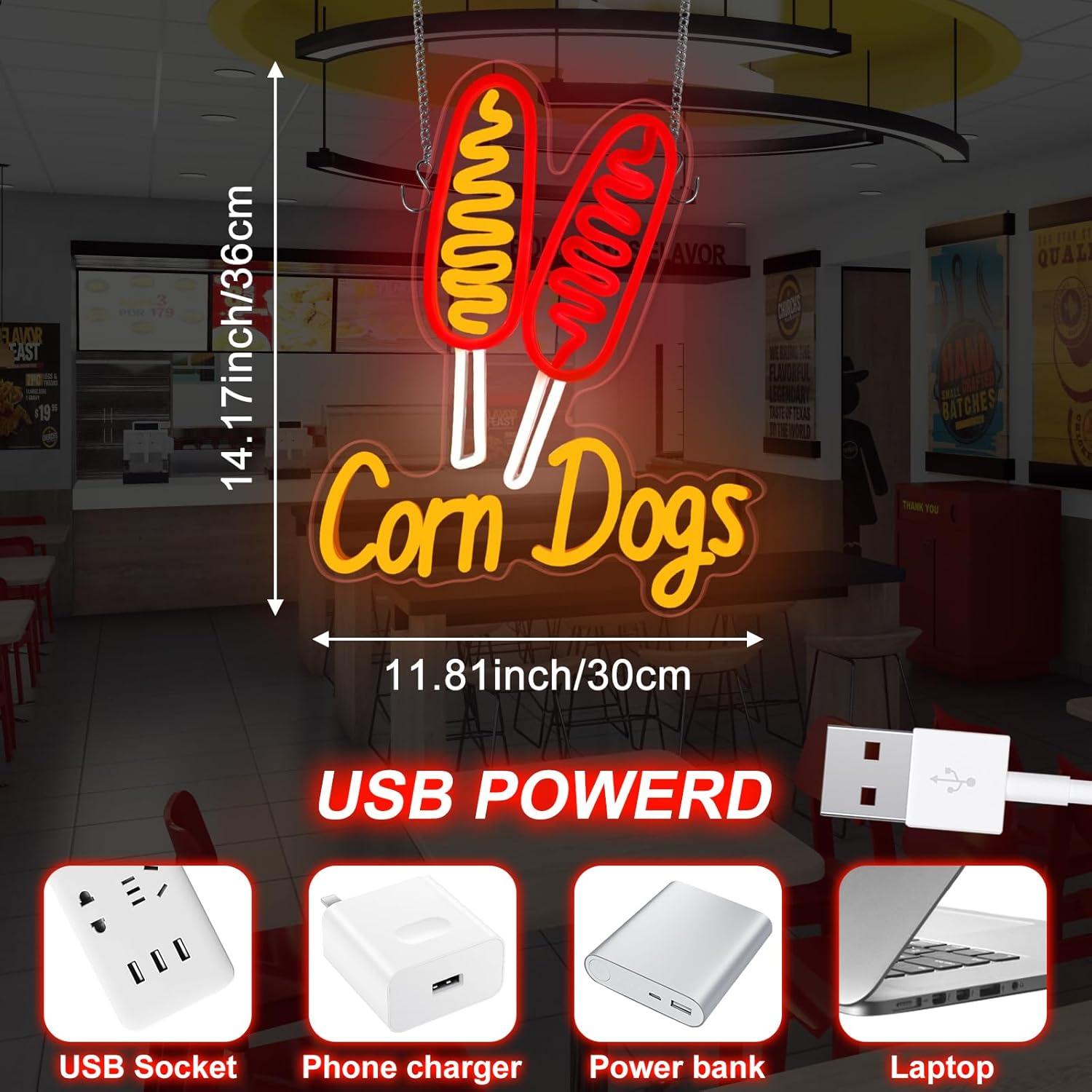 옥수수 도그 네온사인 간식 USB 디밍 가능 LED 네 - Wall Decor Lighting 리뷰 및 가격